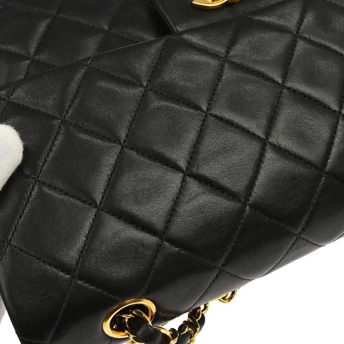 Chanel Black Lambskin Medium Classic Double Flap Shoulder Bag