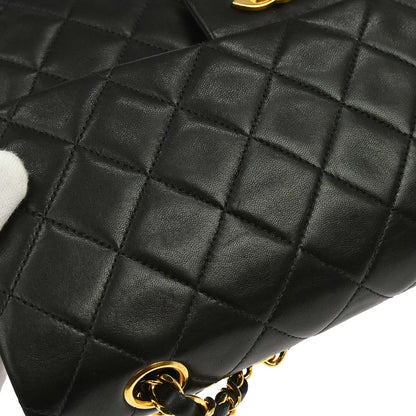 Chanel Black Lambskin Medium Classic Double Flap Shoulder Bag