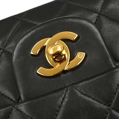 Chanel Black Lambskin Medium Classic Double Flap Shoulder Bag