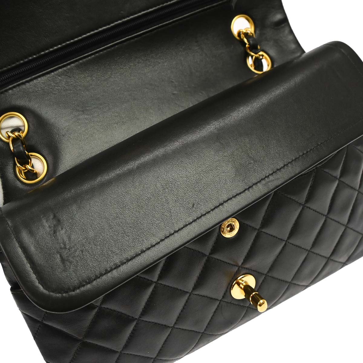 Chanel Black Lambskin Medium Classic Double Flap Shoulder Bag
