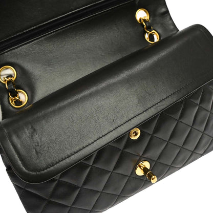 Chanel Black Lambskin Medium Classic Double Flap Shoulder Bag