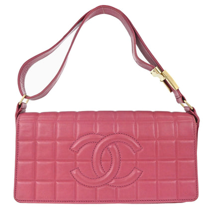 Chanel 2003-2004 Pink Lambskin Choco Bar Shoulder Bag