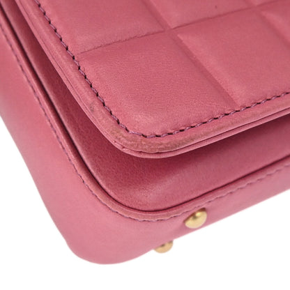 Chanel 2003-2004 Pink Lambskin Choco Bar Shoulder Bag