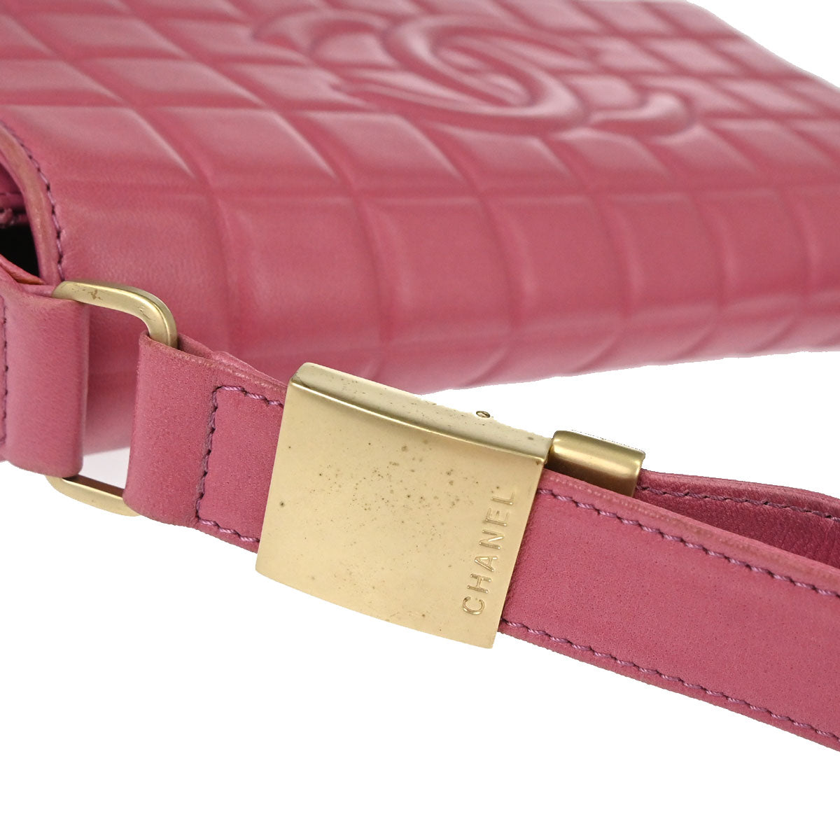 Chanel 2003-2004 Pink Lambskin Choco Bar Shoulder Bag