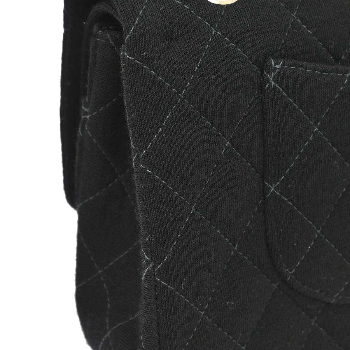 Chanel Black Cotton Medium Classic Double Flap Shoulder Bag
