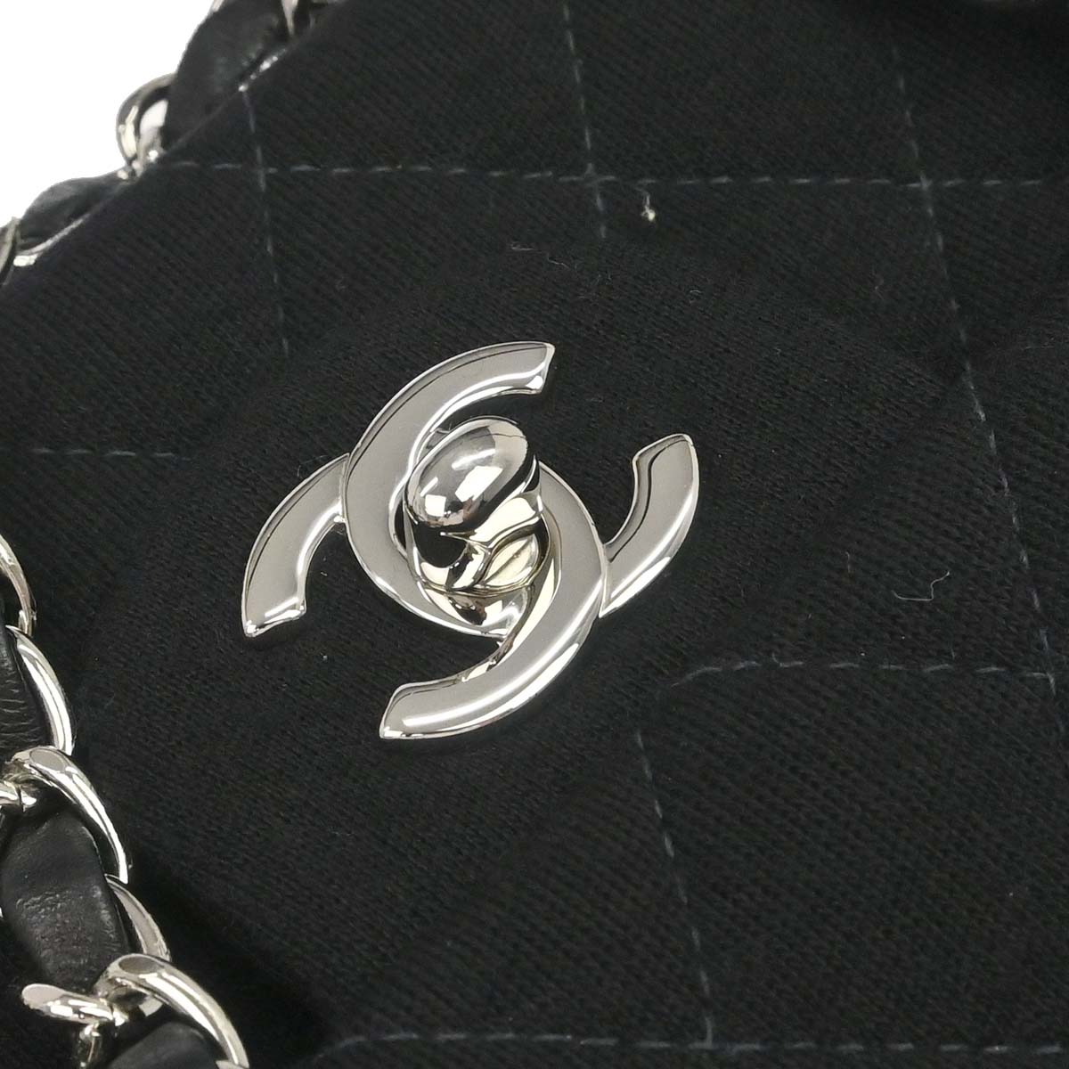 Chanel Black Cotton Medium Classic Double Flap Shoulder Bag