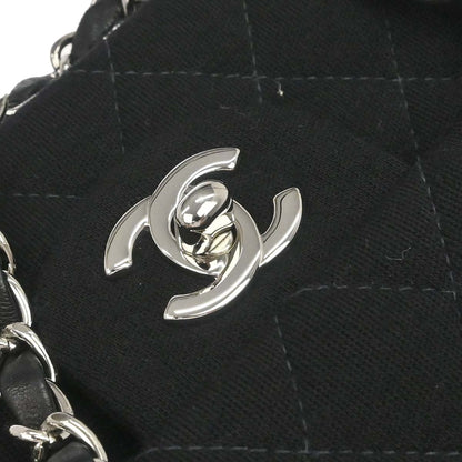 Chanel Black Cotton Medium Classic Double Flap Shoulder Bag