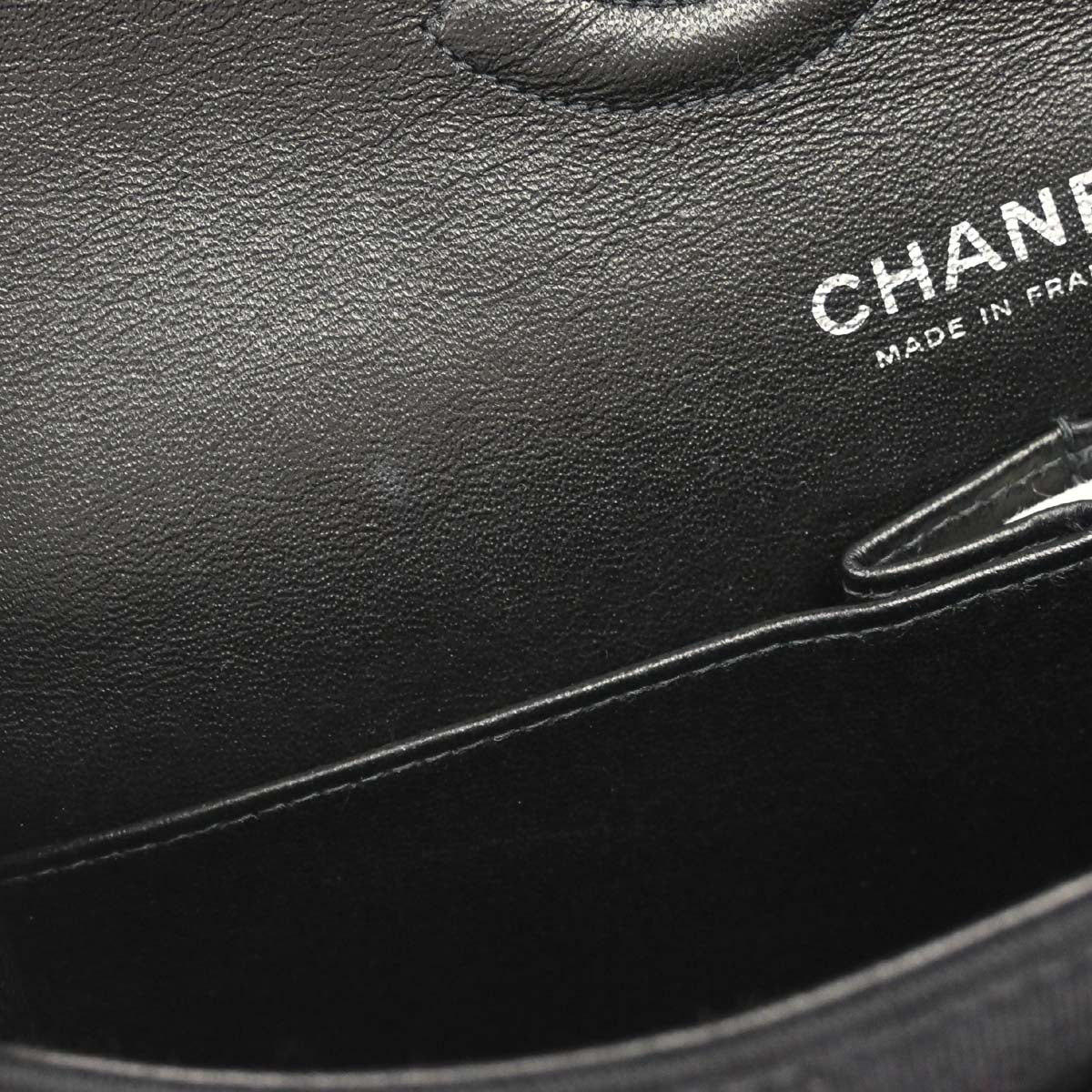 Chanel Black Cotton Medium Classic Double Flap Shoulder Bag