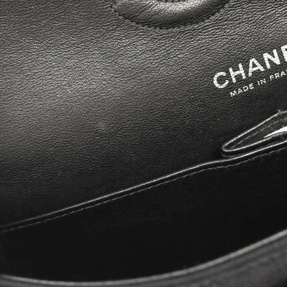 Chanel Black Cotton Medium Classic Double Flap Shoulder Bag