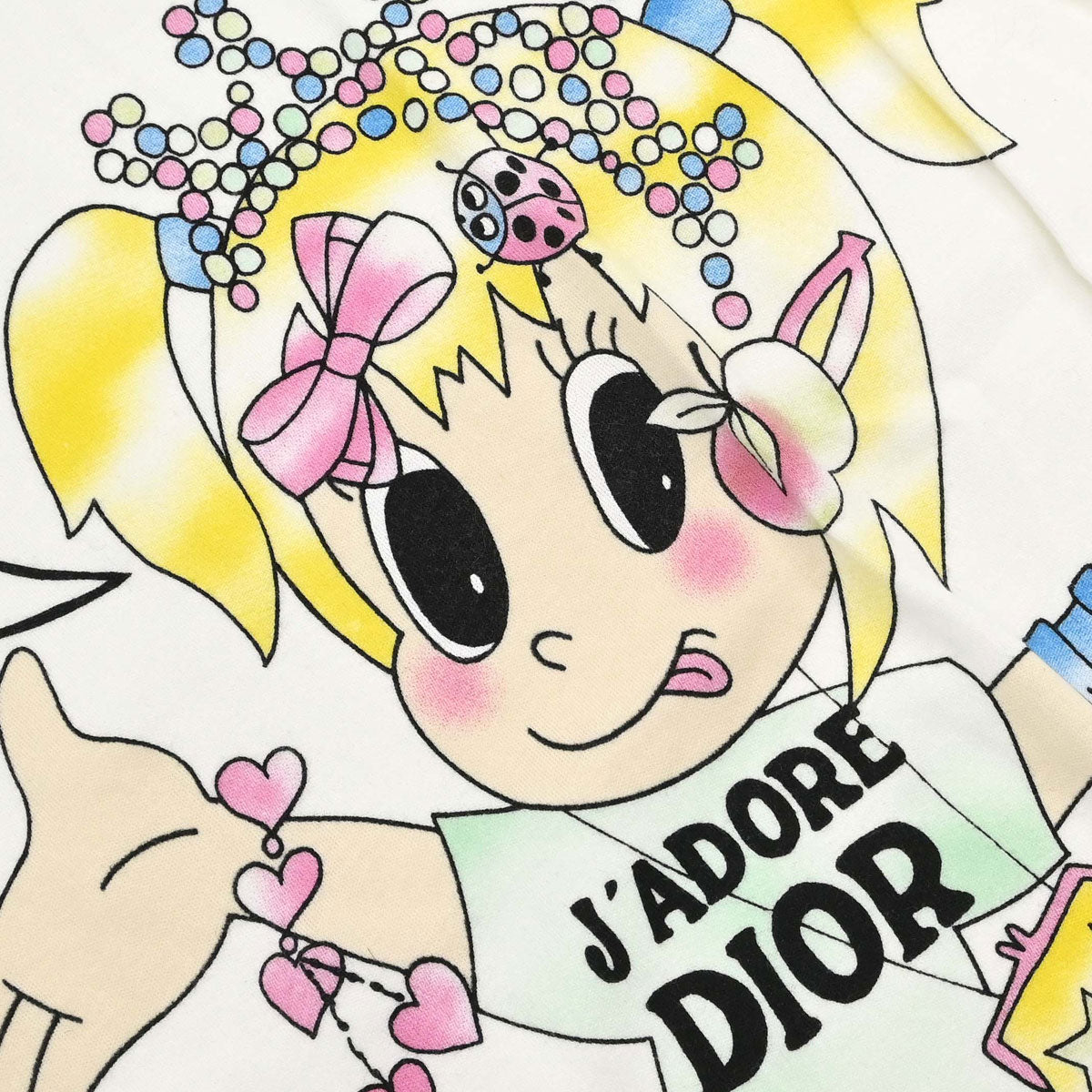 Christian Dior 2005 Print T-shirt Cartoon Girl Ivory #44