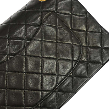Chanel 1991-1994 Black Lambskin Medium Classic Double Flap Shoulder Bag