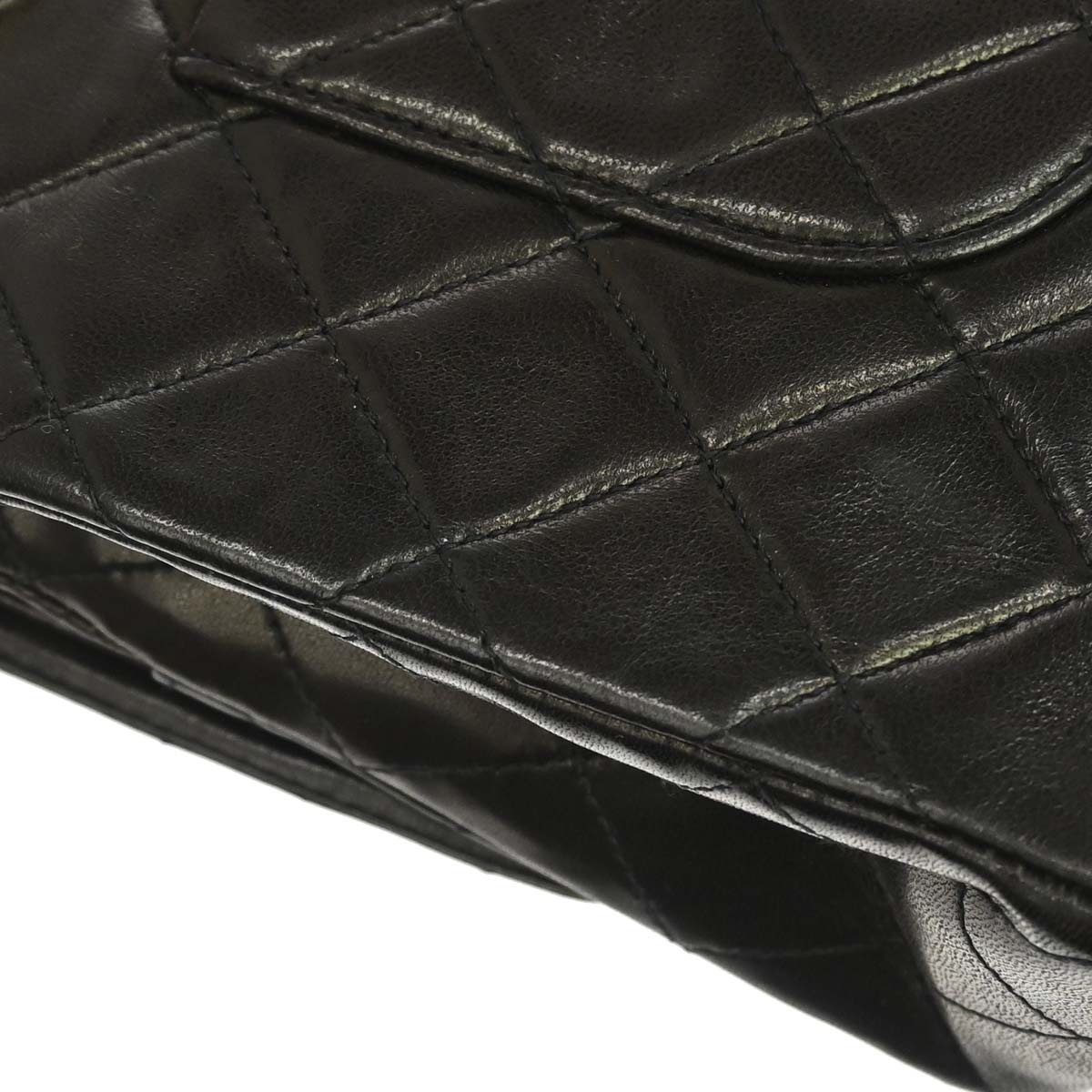 Chanel 1991-1994 Black Lambskin Medium Classic Double Flap Shoulder Bag