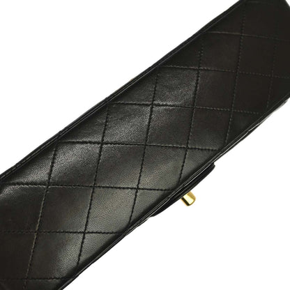 Chanel 1991-1994 Black Lambskin Medium Classic Double Flap Shoulder Bag