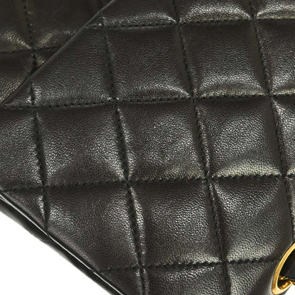 Chanel 1991-1994 Black Lambskin Medium Classic Double Flap Shoulder Bag