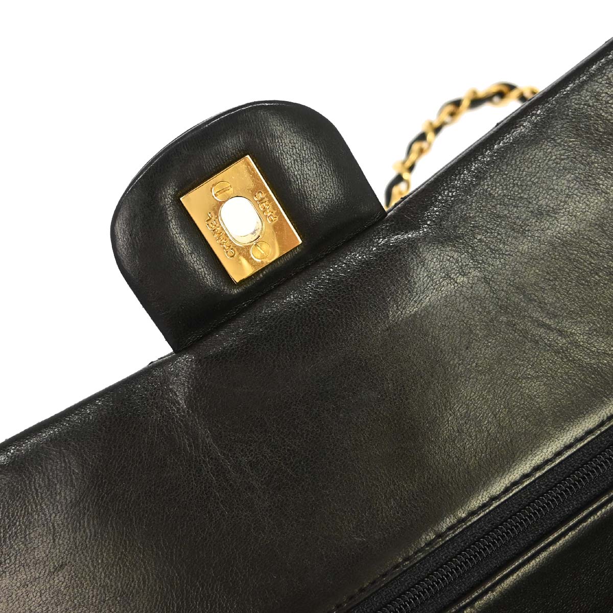 Chanel 1991-1994 Black Lambskin Medium Classic Double Flap Shoulder Bag