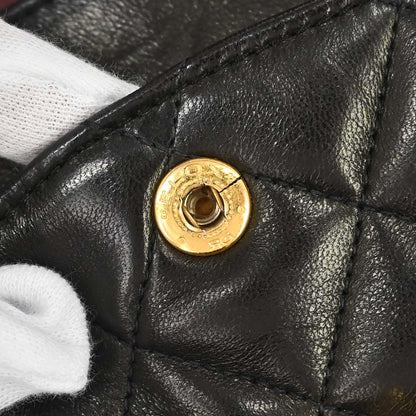 Chanel 1991-1994 Black Lambskin Medium Classic Double Flap Shoulder Bag