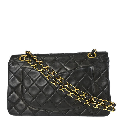 Chanel 1991-1994 Black Lambskin Small Classic Double Flap Shoulder Bag