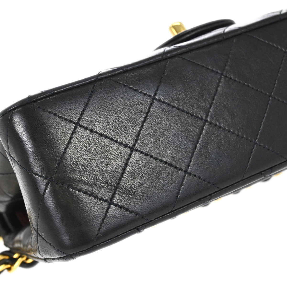 Chanel 1991-1994 Black Lambskin Small Classic Double Flap Shoulder Bag