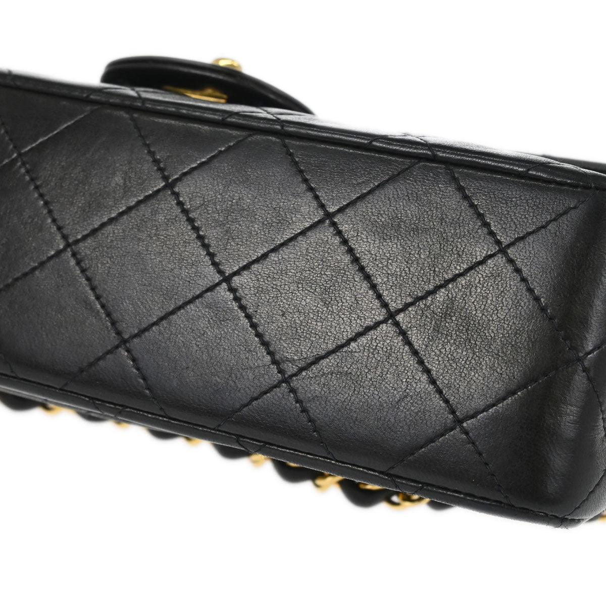 Chanel 1991-1994 Black Lambskin Small Classic Double Flap Shoulder Bag