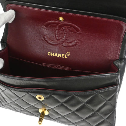 Chanel 1991-1994 Black Lambskin Small Classic Double Flap Shoulder Bag