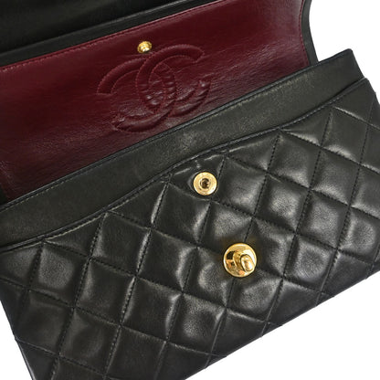 Chanel 1991-1994 Black Lambskin Small Classic Double Flap Shoulder Bag