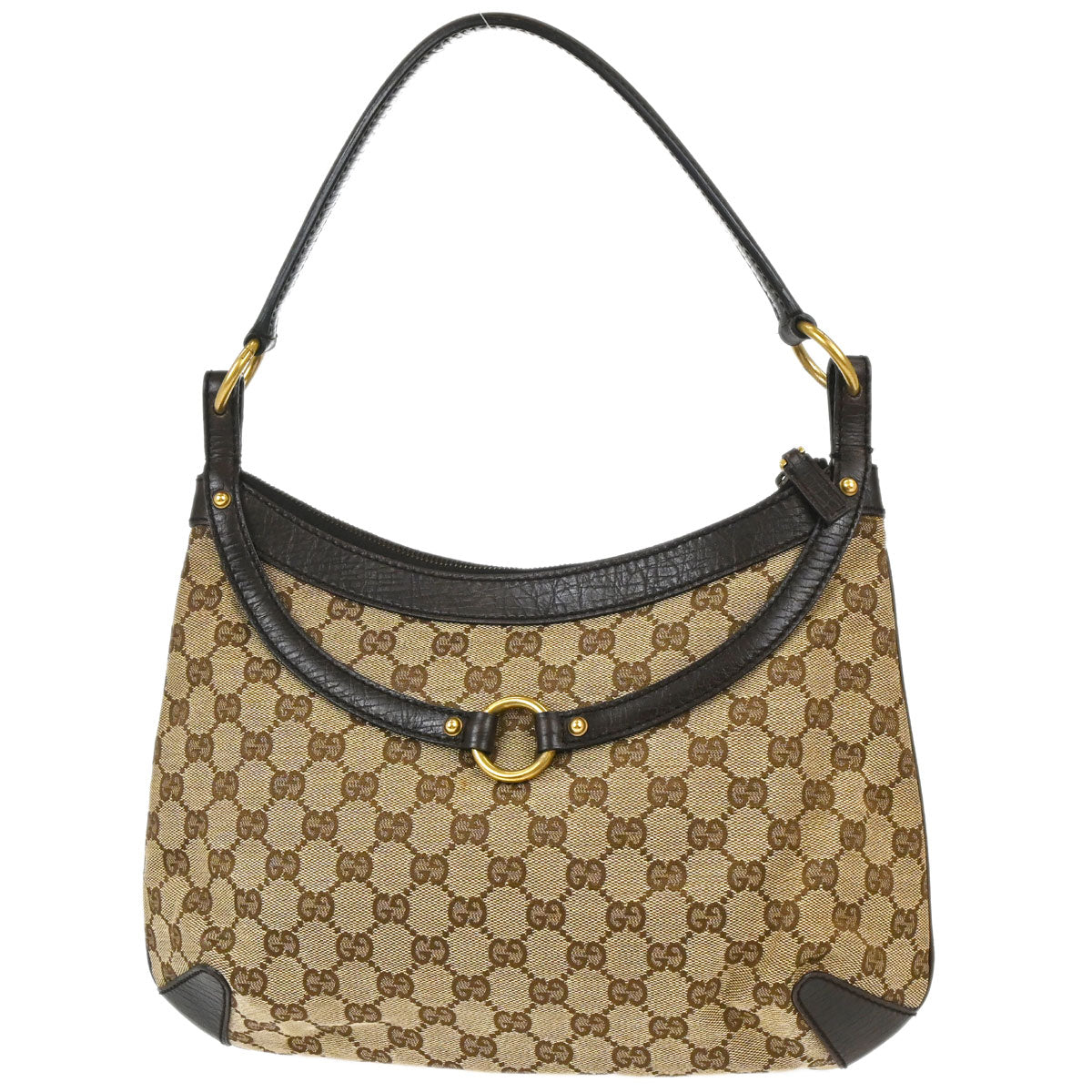 Gucci Beige Canvas GG Horsebit Handbag