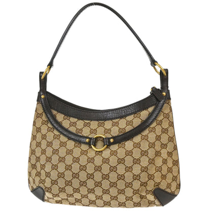 Gucci Beige Canvas GG Horsebit Handbag