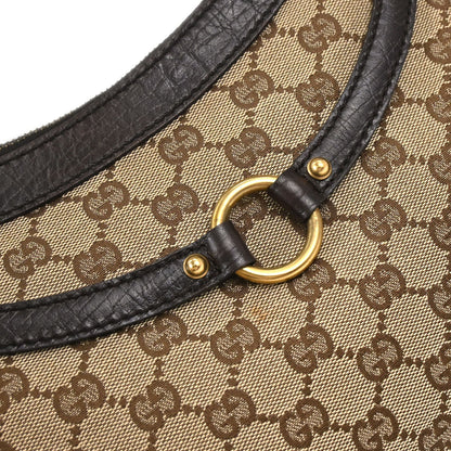 Gucci Beige Canvas GG Horsebit Handbag