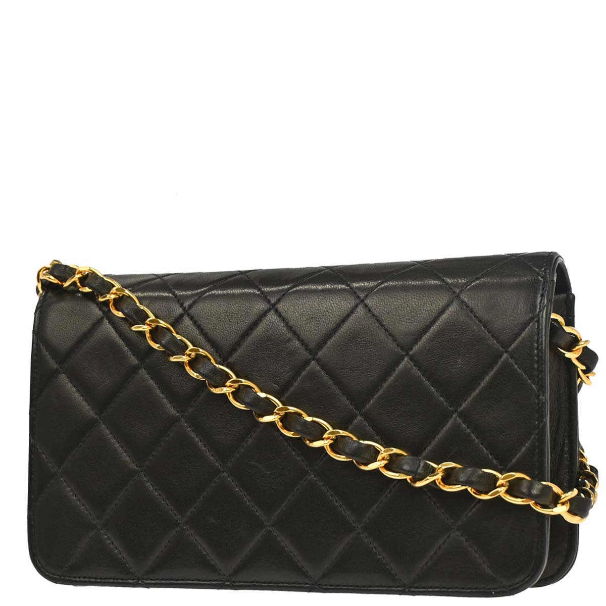 Chanel Black Lambskin Pushlock Mini Full Flap Shoulder Bag
