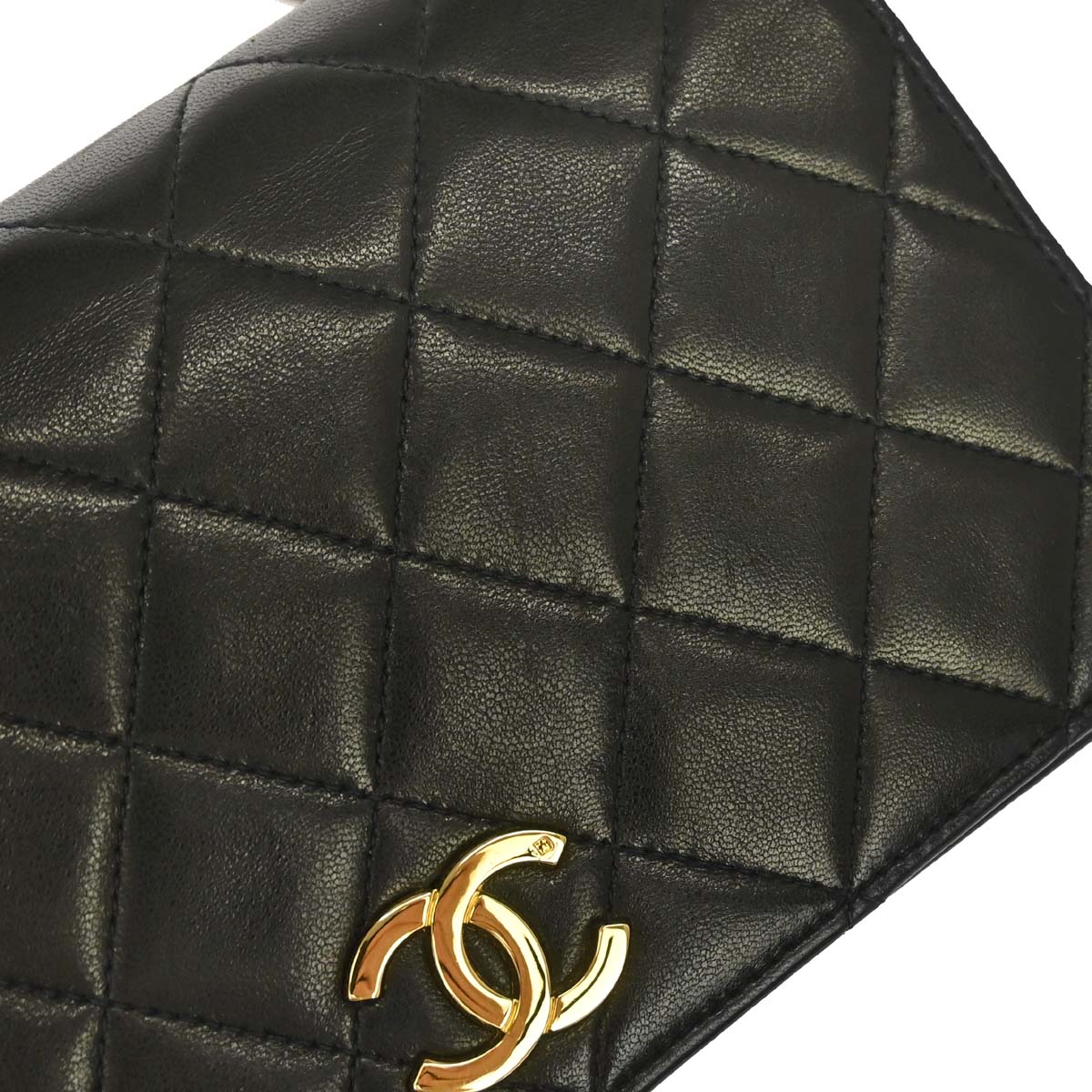 Chanel Black Lambskin Pushlock Mini Full Flap Shoulder Bag