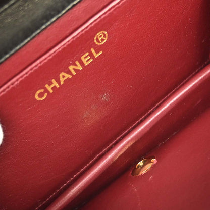 Chanel Black Lambskin Pushlock Mini Full Flap Shoulder Bag