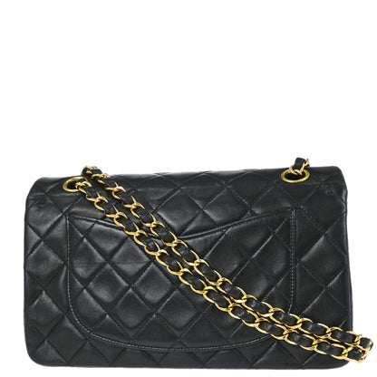 Chanel 1997-1999 Black Lambskin Small Classic Double Flap Shoulder Bag