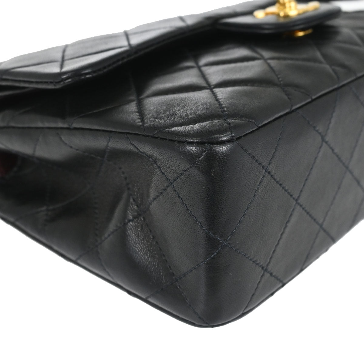Chanel 1997-1999 Black Lambskin Small Classic Double Flap Shoulder Bag