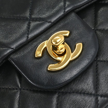 Chanel 1997-1999 Black Lambskin Small Classic Double Flap Shoulder Bag