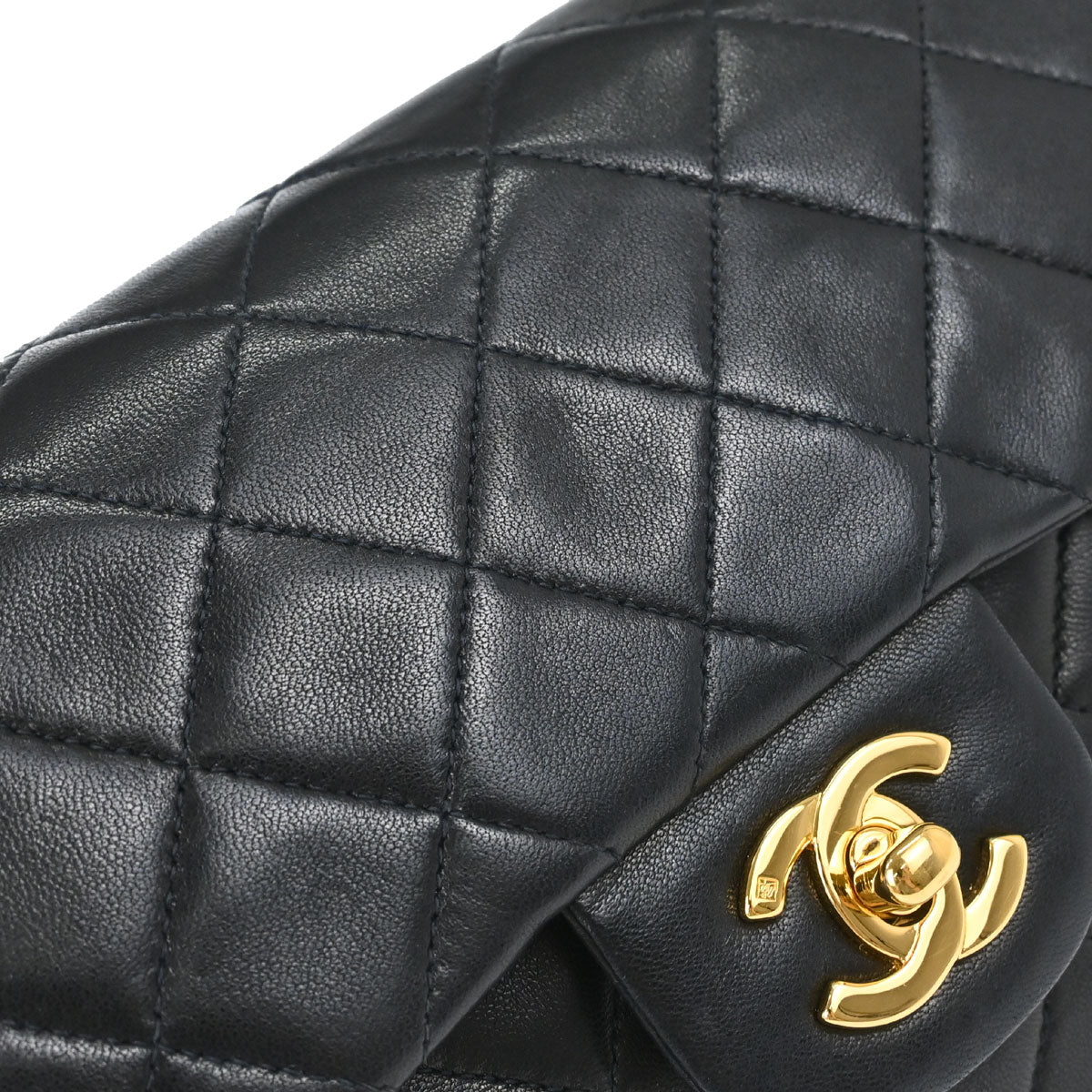 Chanel 1997-1999 Black Lambskin Small Classic Double Flap Shoulder Bag