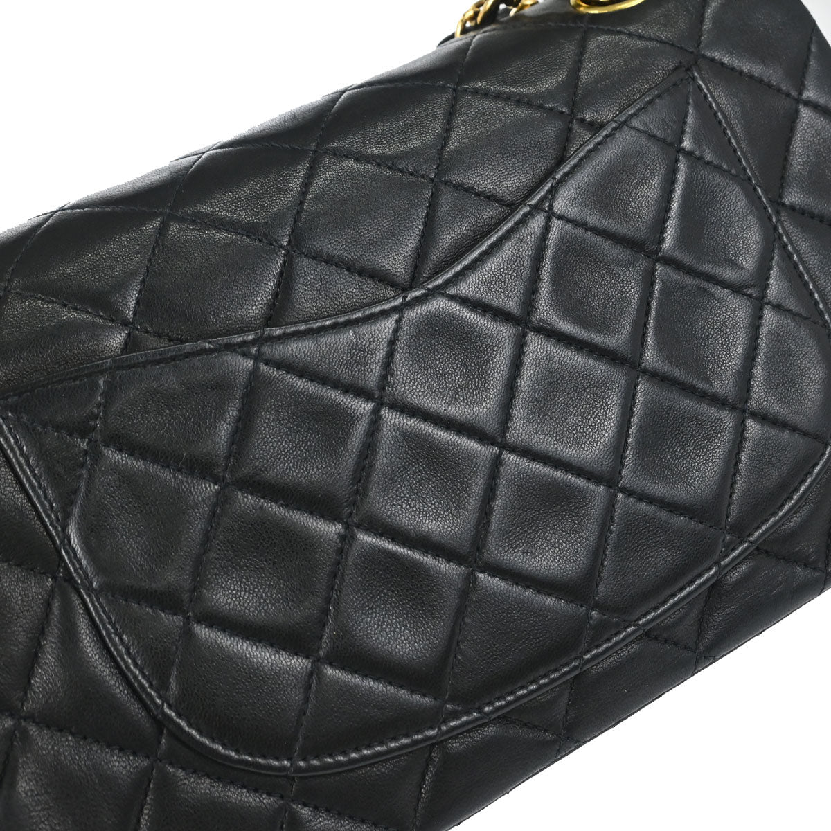 Chanel 1997-1999 Black Lambskin Small Classic Double Flap Shoulder Bag