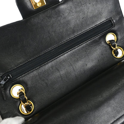 Chanel 1997-1999 Black Lambskin Small Classic Double Flap Shoulder Bag