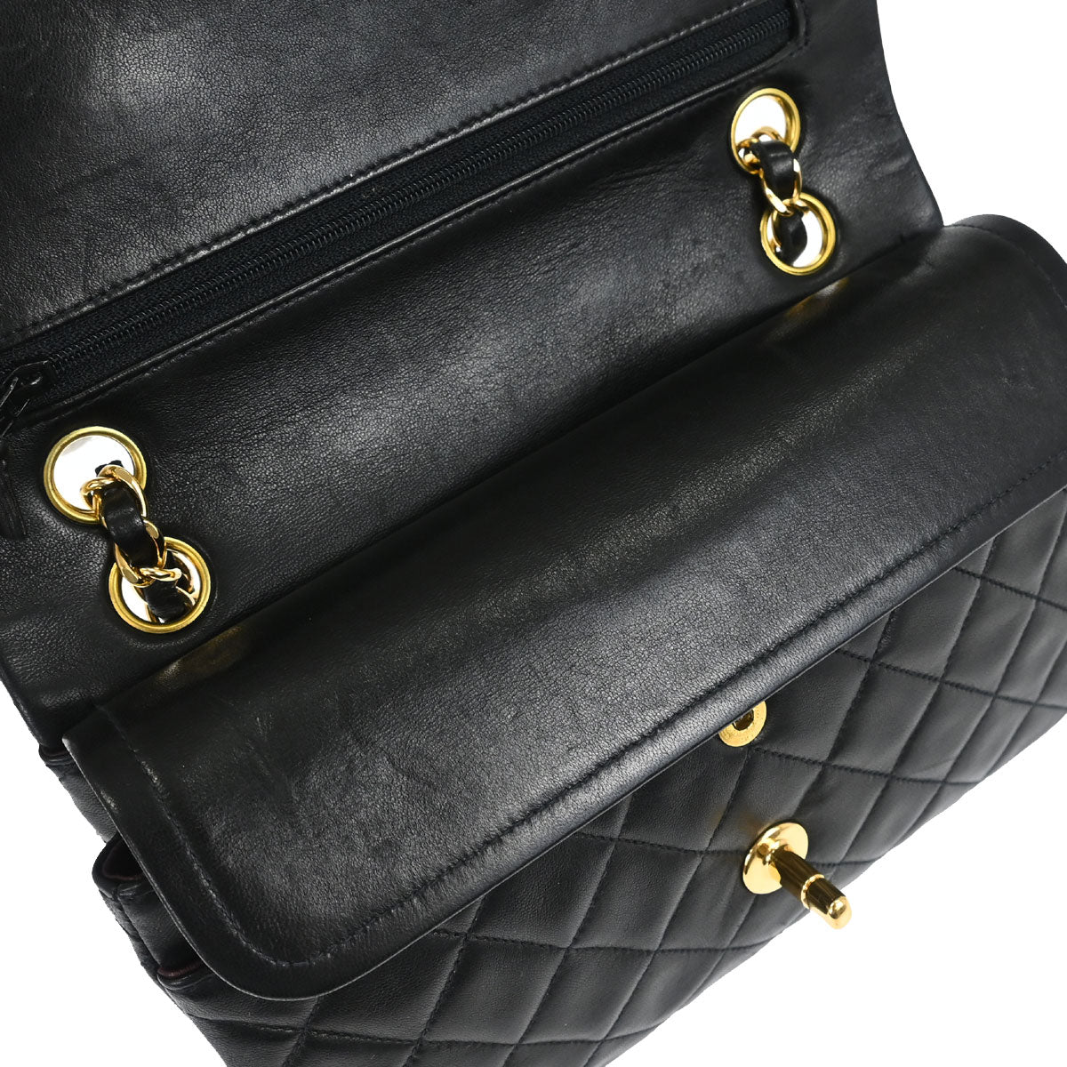 Chanel 1997-1999 Black Lambskin Small Classic Double Flap Shoulder Bag