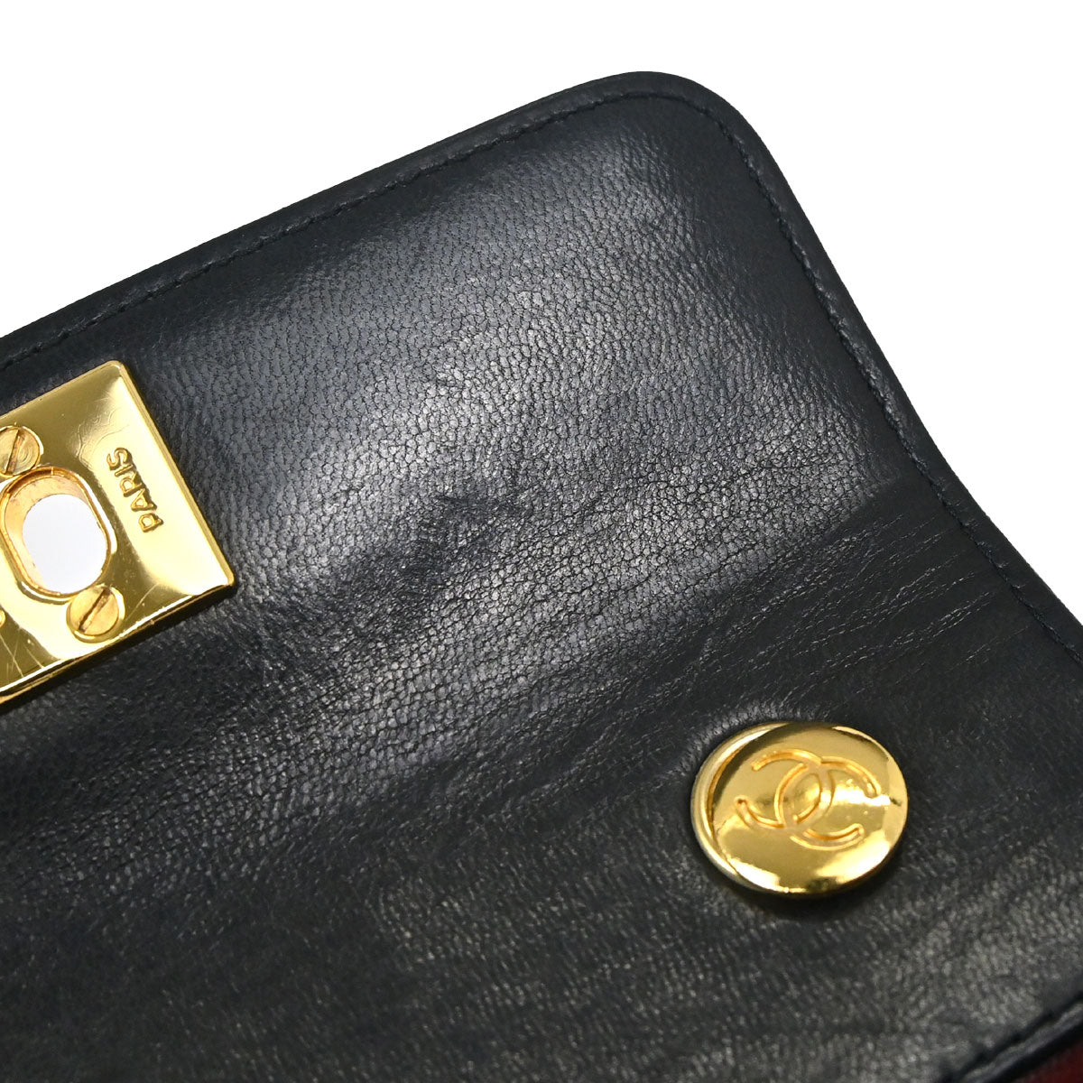 Chanel 1989-1991 Black Lambskin Straight Flap Shoulder Bag