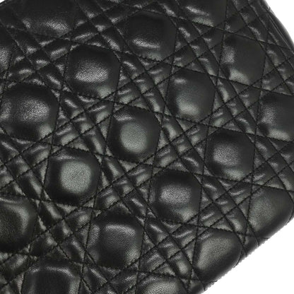 Christian Dior Black Lambskin Lady Dior Cannage 2way Shoulder Handbag