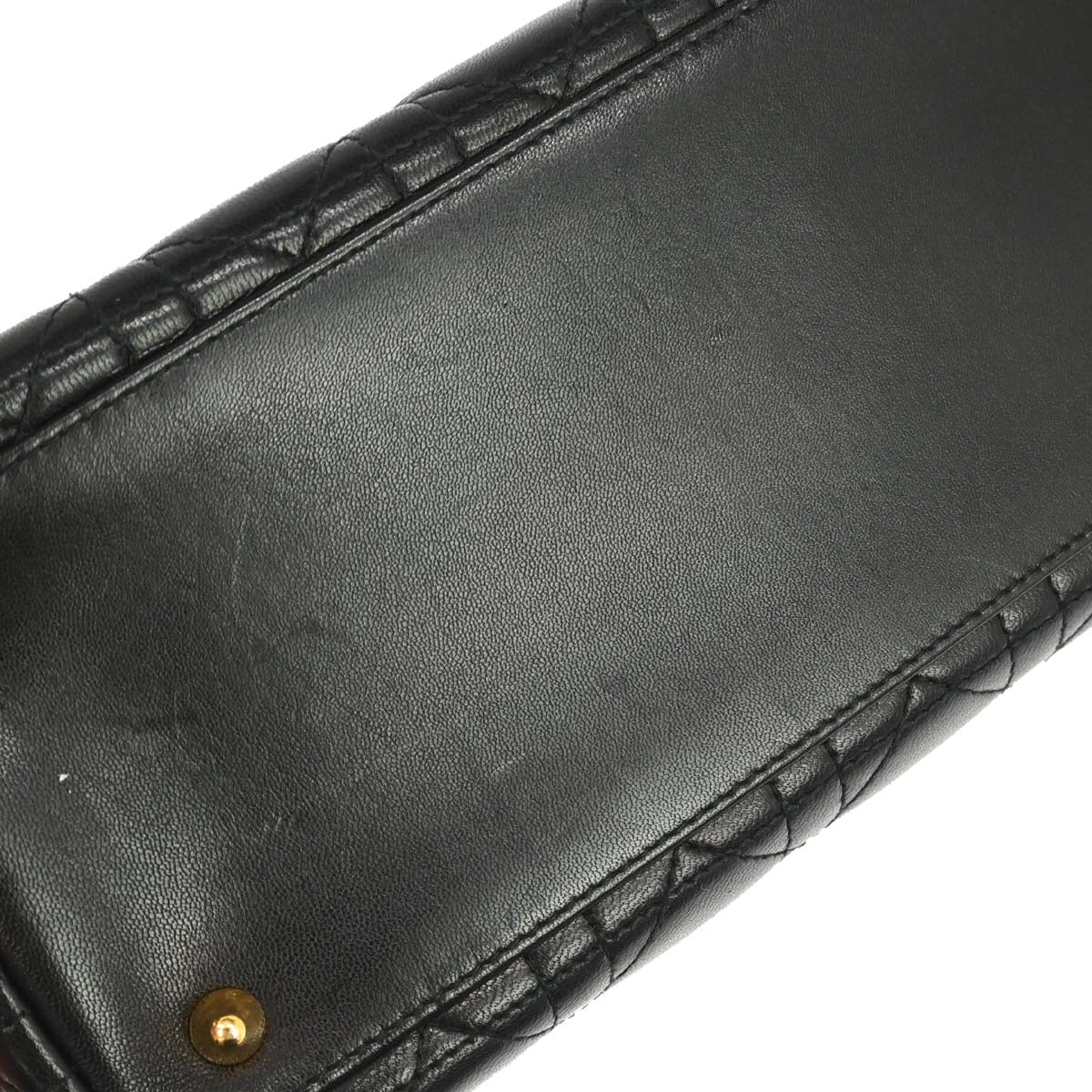 Christian Dior Black Lambskin Lady Dior Cannage 2way Shoulder Handbag