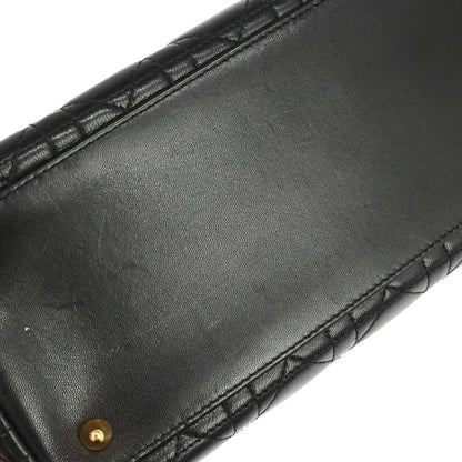 Christian Dior Black Lambskin Lady Dior Cannage 2way Shoulder Handbag