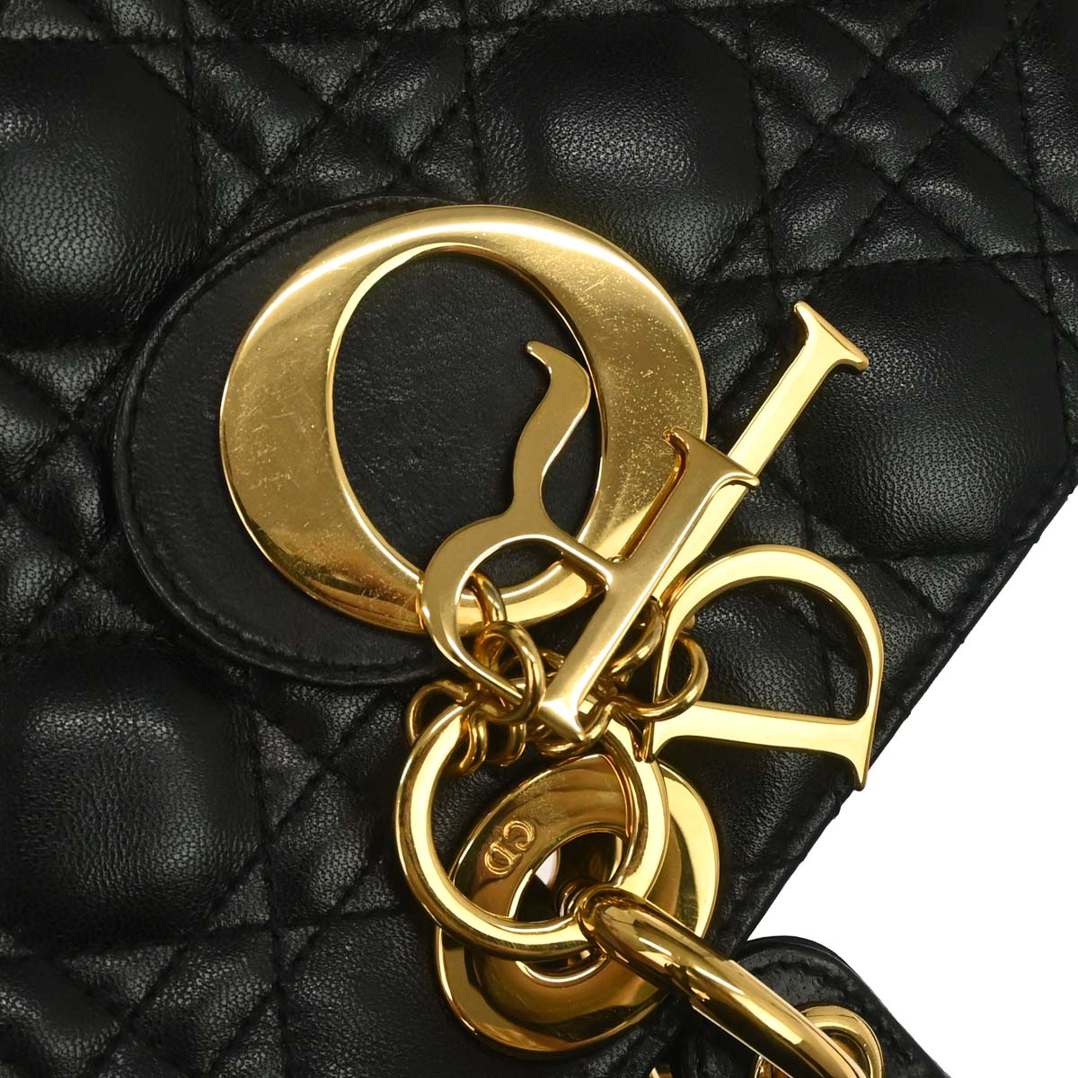 Christian Dior Black Lambskin Lady Dior Cannage 2way Shoulder Handbag