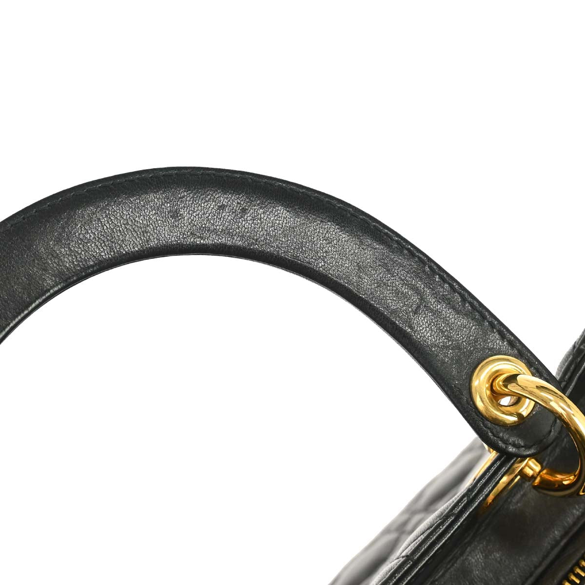 Christian Dior Black Lambskin Lady Dior Cannage 2way Shoulder Handbag