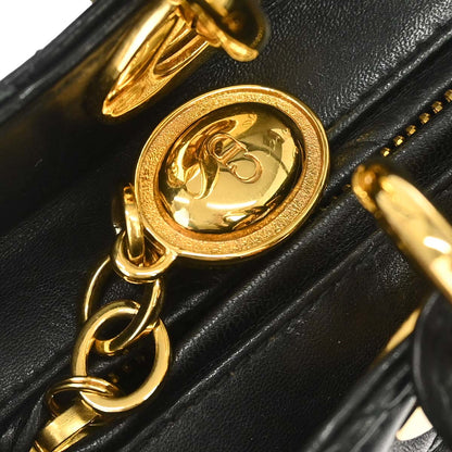 Christian Dior Black Lambskin Lady Dior Cannage 2way Shoulder Handbag
