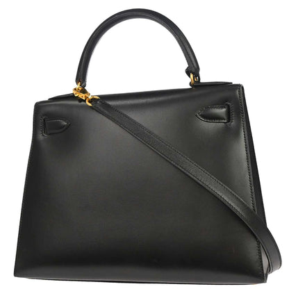 Hermes Black Box Calf Kelly 28 Sellier 2way Shoulder Handbag