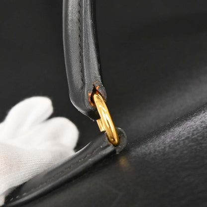 Hermes Black Box Calf Kelly 28 Sellier 2way Shoulder Handbag