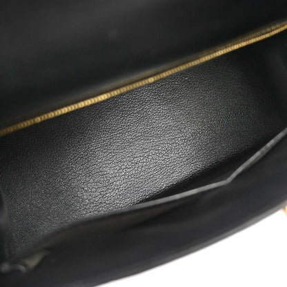 Hermes Black Box Calf Kelly 28 Sellier 2way Shoulder Handbag