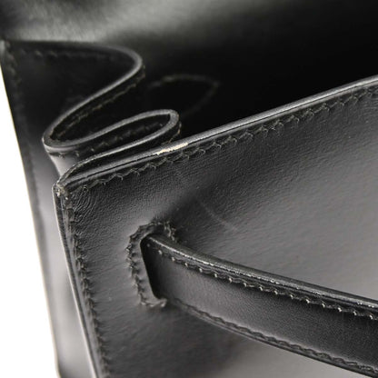 Hermes Black Box Calf Kelly 28 Sellier 2way Shoulder Handbag