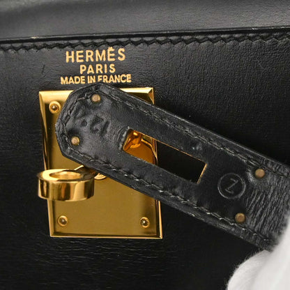 Hermes Black Box Calf Kelly 28 Sellier 2way Shoulder Handbag